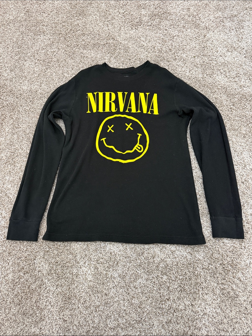 NIRVANA Black Long-Sleeve Thermal with Yellow Logo